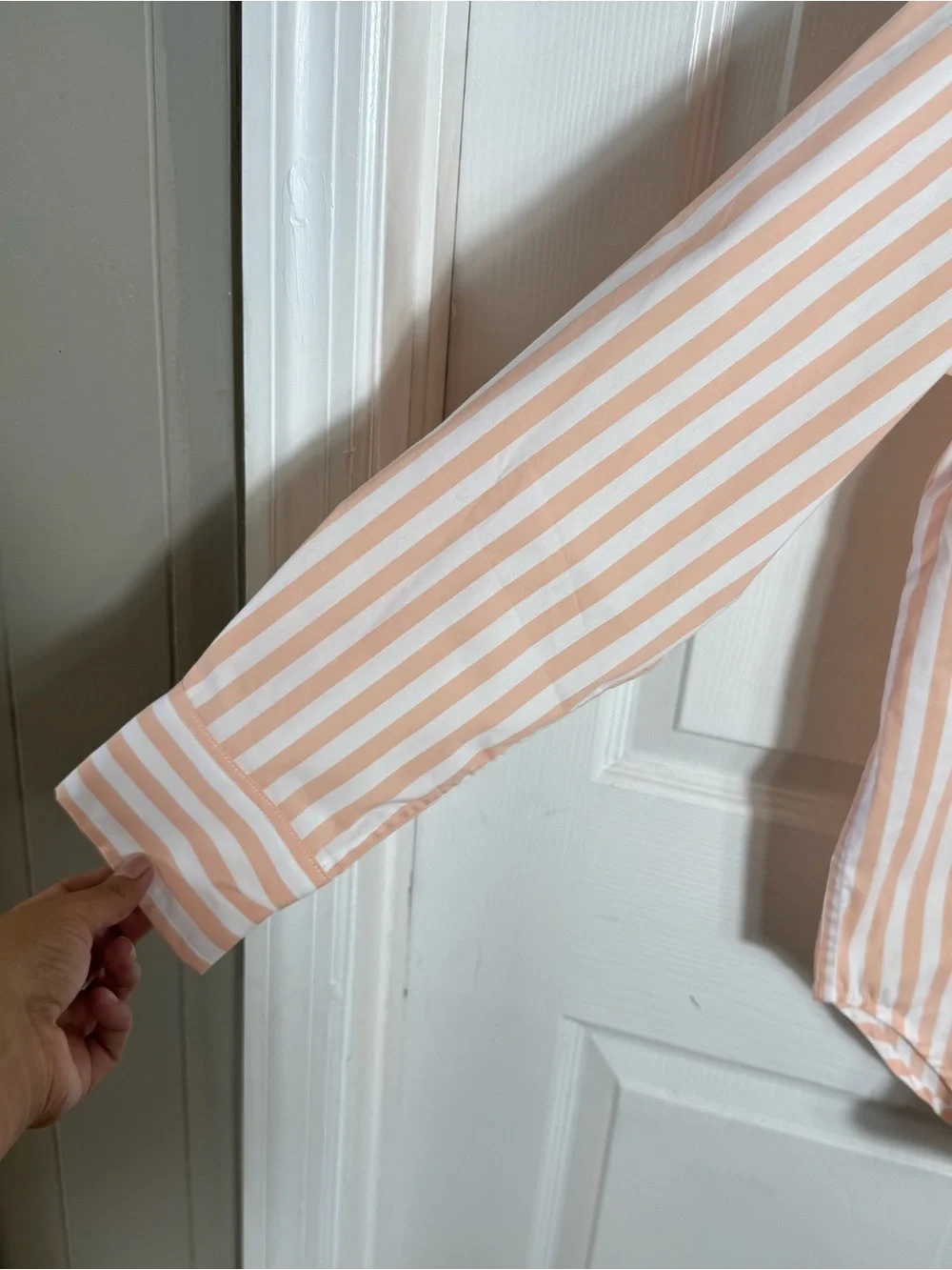 AYR The Deep End Oversized Shirt Peach Stripe Button Down Size MD - Picture 8 of 10